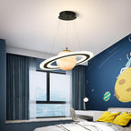 Modern Art Deco Kids Round Planet Spaceman Acrylic Iron LED Chandelier for Living Room BulbSquare
