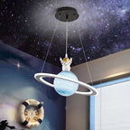 Modern Art Deco Kids Round Planet Spaceman Acrylic Iron LED Chandelier for Living Room BulbSquare