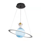 Modern Art Deco Kids Round Planet Spaceman Acrylic Iron LED Chandelier for Living Room BulbSquare