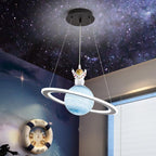 Modern Art Deco Kids Round Planet Spaceman Acrylic Iron LED Chandelier for Living Room BulbSquare