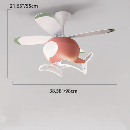Contemporary Scandinavian Kids Peter Pan Acrylic ABS Iron Fan LED Downrods Ceiling Fan Light For Bedroom