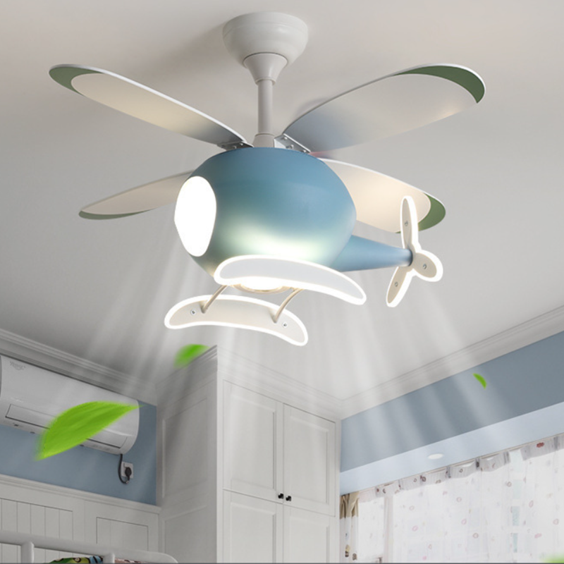 Lumendat Contemporary Scandinavian Kids Peter Pan Acrylic ABS Iron Fan LED Downrods Ceiling Fan Light For Bedroom Lumendat