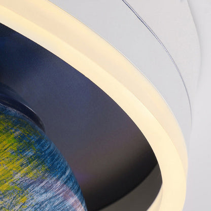 Modern Art Deco Kids Planet Astronaut Round Acrylic Resin Iron LED Flush Mount Ceiling Light for Bedroom