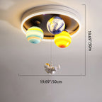 Modern Art Deco Kids Planet Astronaut Round Acrylic Resin Iron LED Flush Mount Ceiling Light for Bedroom