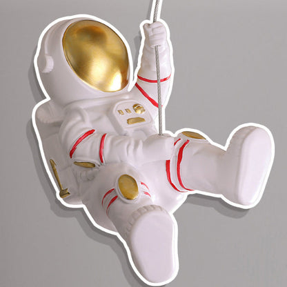 Modern Art Deco Kids Planet Astronaut Round Acrylic Resin Iron LED Flush Mount Ceiling Light for Bedroom