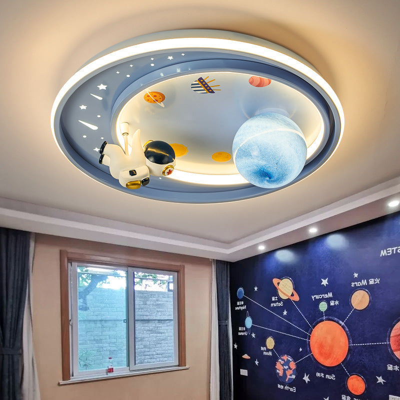 Lumendat Modern Art Deco Kids Unicorn Planet Round Acrylic Iron LED Flush Mount Ceiling Light For Bedroom Lumendat