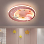 Lumendat Modern Art Deco Kids Unicorn Planet Round Acrylic Iron LED Flush Mount Ceiling Light For Bedroom Lumendat