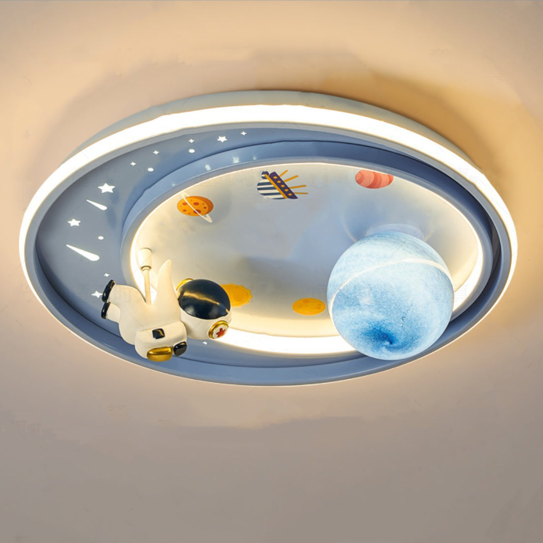 Lumendat Modern Art Deco Kids Unicorn Planet Round Acrylic Iron LED Flush Mount Ceiling Light For Bedroom Lumendat