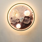 Modern Art Deco Kids Astronaut Planet Orb Round Acrylic Iron LED Flush Mount Ceiling Light For Bedroom