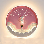 Modern Art Deco Kids Unicorn Rocket Round Silicone Iron LED Flush Mount Ceiling Light for Living Room