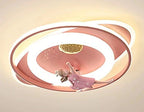 Modern Art Deco Kids Astronauts Airplanes Cartoon Oval Acrylic Iron LED Flush Mount Ceiling Light For Living Room