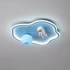 Modern Art Deco Kids Cartoon Planet Astronaut Acrylic Iron LED Flush Mount Ceiling Light For Living Room