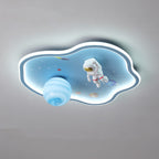 Modern Art Deco Kids Cartoon Planet Astronaut Acrylic Iron LED Flush Mount Ceiling Light For Living Room