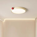 Modern Minimalist Cream Round Orb PVC Aluminum LED Flush Mount Ceiling Light For Living Room