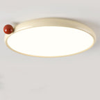 Modern Minimalist Cream Round Orb PVC Aluminum LED Flush Mount Ceiling Light For Living Room
