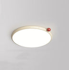 Modern Minimalist Cream Round Orb PVC Aluminum LED Flush Mount Ceiling Light For Living Room