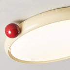 Modern Minimalist Cream Round Orb PVC Aluminum LED Flush Mount Ceiling Light For Living Room