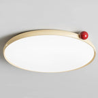 Modern Minimalist Cream Round Orb PVC Aluminum LED Flush Mount Ceiling Light For Living Room