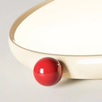 Modern Minimalist Cream Round Orb PVC Aluminum LED Flush Mount Ceiling Light For Living Room