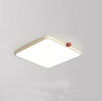 Modern Minimalist Cream Square Orb Acrylic Iron LED Flush Mount Ceiling Light For Living Room