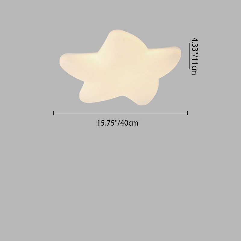Modern Minimalist Cream Pentagram Star PE Iron LED Flush Mount Ceiling Light For Living Room