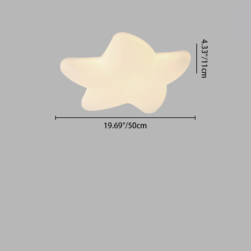 Modern Minimalist Cream Pentagram Star PE Iron LED Flush Mount Ceiling Light For Living Room