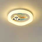 Modern Art Deco Kids Cartoon Pinwheel Beach Round PE Iron LED Flush Mount Ceiling Light For Bedroom