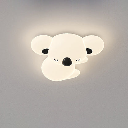 Modern Art Deco Kids Cartoon Koala Bear Pe Iron LED Flush Mount Ceiling Light for Bedroom