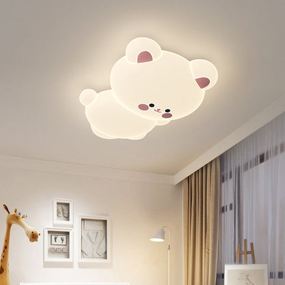 Modern Art Deco Kids Cartoon Koala Bear Pe Iron LED Flush Mount Ceiling Light for Bedroom
