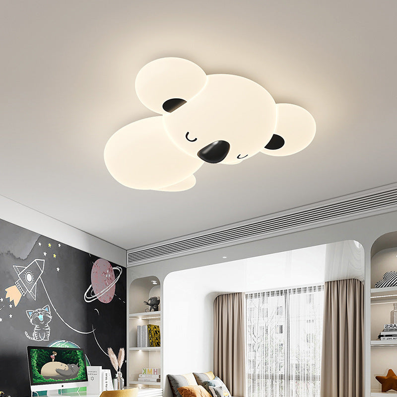 Modern Art Deco Kids Cartoon Koala Bear Pe Iron LED Flush Mount Ceiling Light for Bedroom