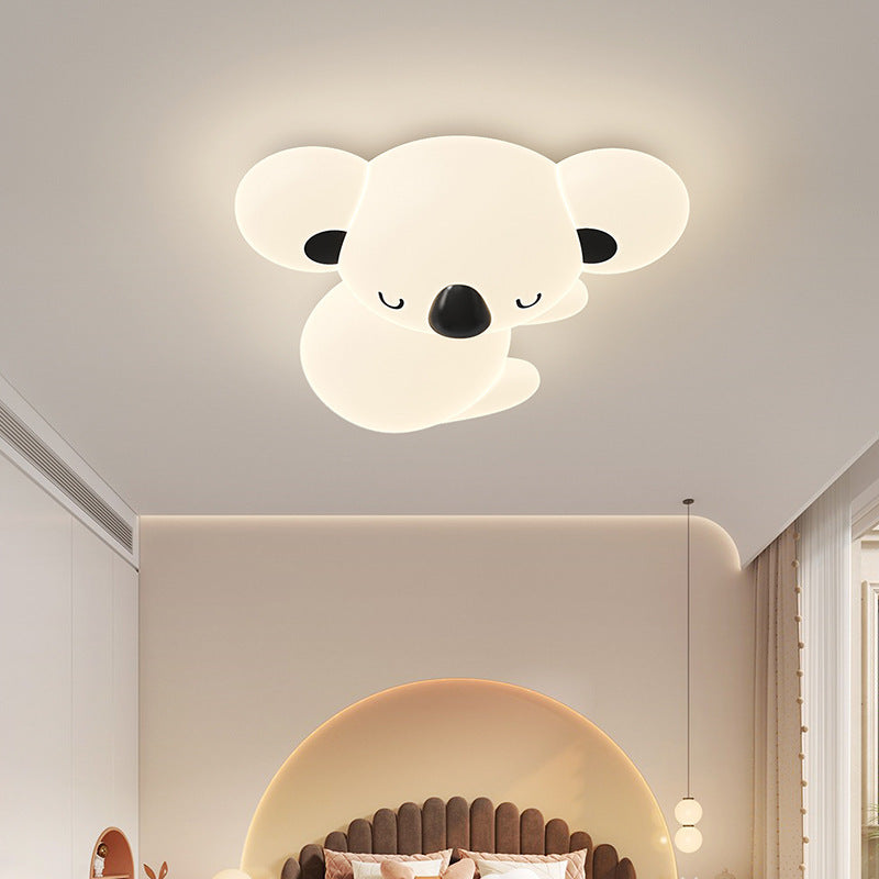 Modern Art Deco Kids Cartoon Koala Bear Pe Iron LED Flush Mount Ceiling Light for Bedroom