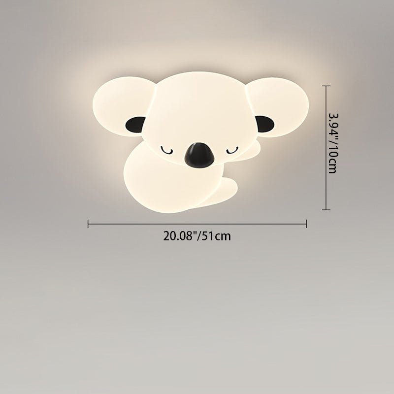 Modern Art Deco Kids Cartoon Koala Bear Pe Iron LED Flush Mount Ceiling Light for Bedroom
