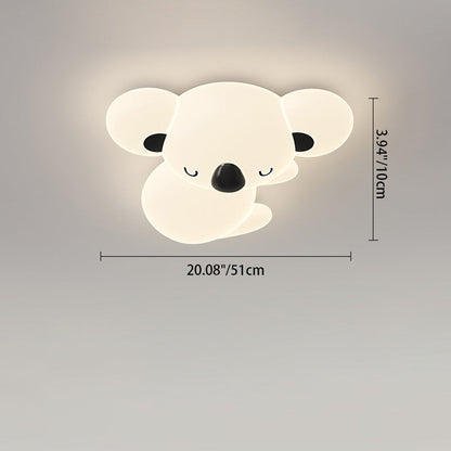 Modern Art Deco Kids Cartoon Koala Bear Pe Iron LED Flush Mount Ceiling Light for Bedroom