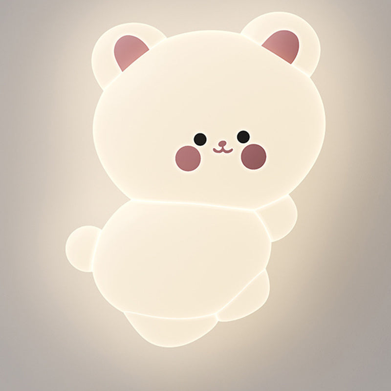 Modern Art Deco Kids Cartoon Koala Bear Pe Iron LED Flush Mount Ceiling Light for Bedroom