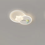 Modern Art Deco Kids Round Cartoon Love Heart Star PE Iron LED Flush Mount Ceiling Light For Bedroom
