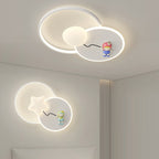 Modern Art Deco Kids Round Cartoon Love Heart Star PE Iron LED Flush Mount Ceiling Light For Bedroom