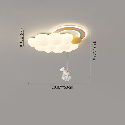 Modern Art Deco Kids Clouds Rainbow Cartoon Pe Iron LED Flush Mount Ceiling Light for Living Room