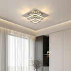 Modern Luxury Square Crystal Iron LED Flush Mount Ceiling Light For Bedroom