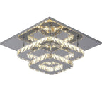 Modern Luxury Square Crystal Iron LED Flush Mount Ceiling Light For Bedroom