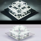 Modern Luxury Square Crystal Iron LED Flush Mount Ceiling Light For Bedroom