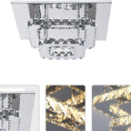 Modern Luxury Square Crystal Iron LED Flush Mount Ceiling Light For Bedroom