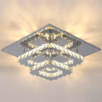 Modern Luxury Square Crystal Iron LED Flush Mount Ceiling Light For Bedroom