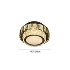 Modern Luxury Round Pattern Crystal Iron LED Flush Mount Ceiling Light For Living Room