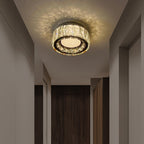 Modern Luxury Round Pattern Crystal Iron LED Flush Mount Ceiling Light For Living Room