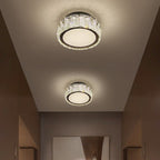 Modern Luxury Round Pattern Crystal Iron LED Flush Mount Ceiling Light For Living Room