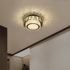 Modern Luxury Round Pattern Crystal Iron LED Flush Mount Ceiling Light For Living Room