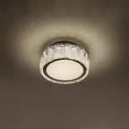 Modern Luxury Round Pattern Crystal Iron LED Flush Mount Ceiling Light For Living Room