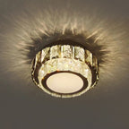 Modern Luxury Round Pattern Crystal Iron LED Flush Mount Ceiling Light For Living Room