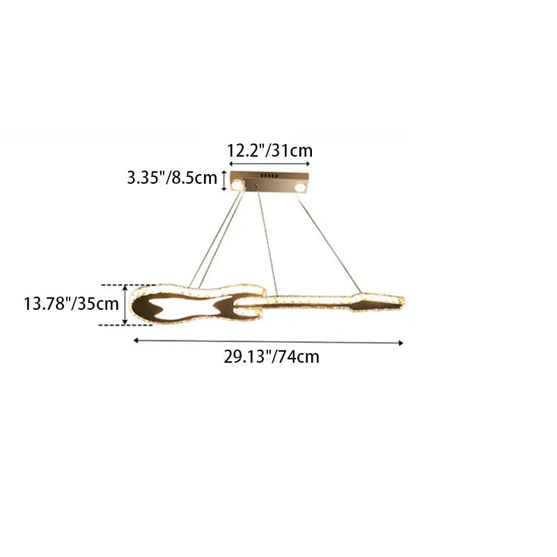 Modern Luxury Guitar Shape Crystal Stainless Steel LED Chandelier for Living Room Lumendat