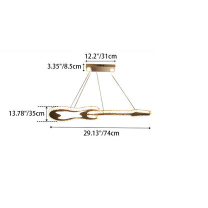 Modern Luxury Guitar Shape Crystal Stainless Steel LED Chandelier for Living Room